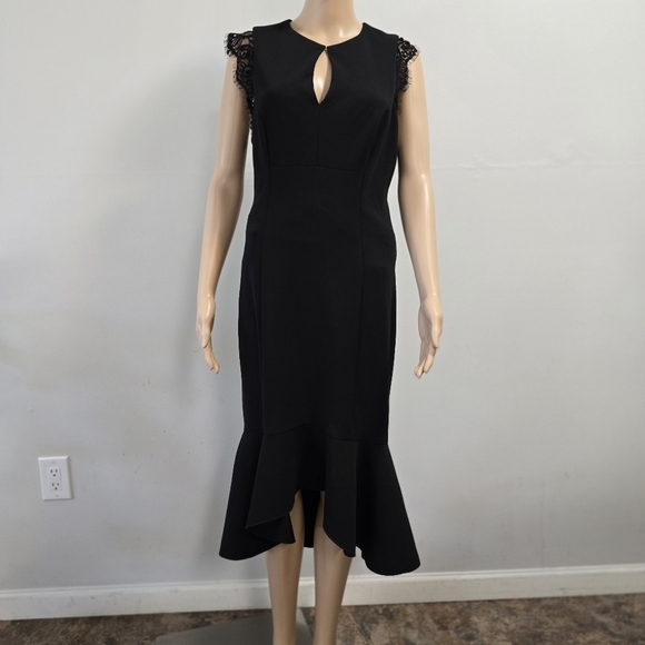 Laura Dresses & Skirts - Laura Elegant Black Lace Trim Dress Size 10 Bow And Lace Embellishment